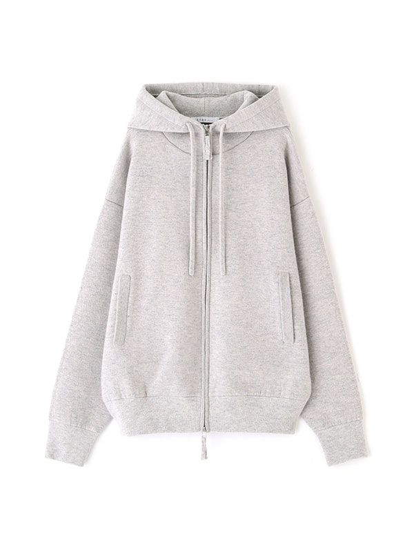 ダブルフェイスオーバーサイズニットパーカー (LIGHT GREY)
