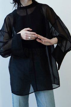ダブル フェイス シアー シャツ - W FACE SHEER SHIRT - BLACK