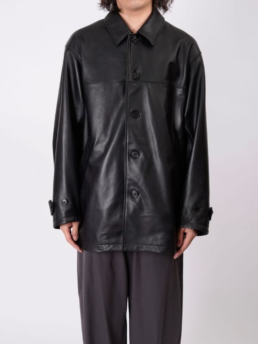 レザーカーコート -  LEATHER CAR COAT - BLACK