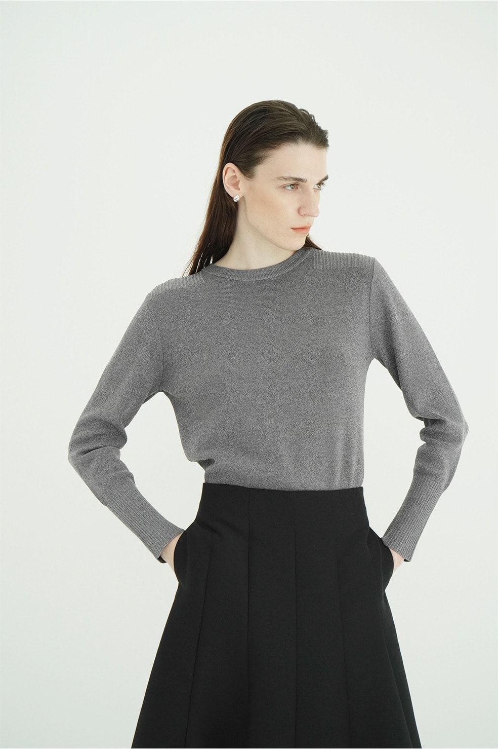 【26AW】ベーシックコンパクトニットトップス - BASIC COMPACT KNIT TOPS (GREY)
