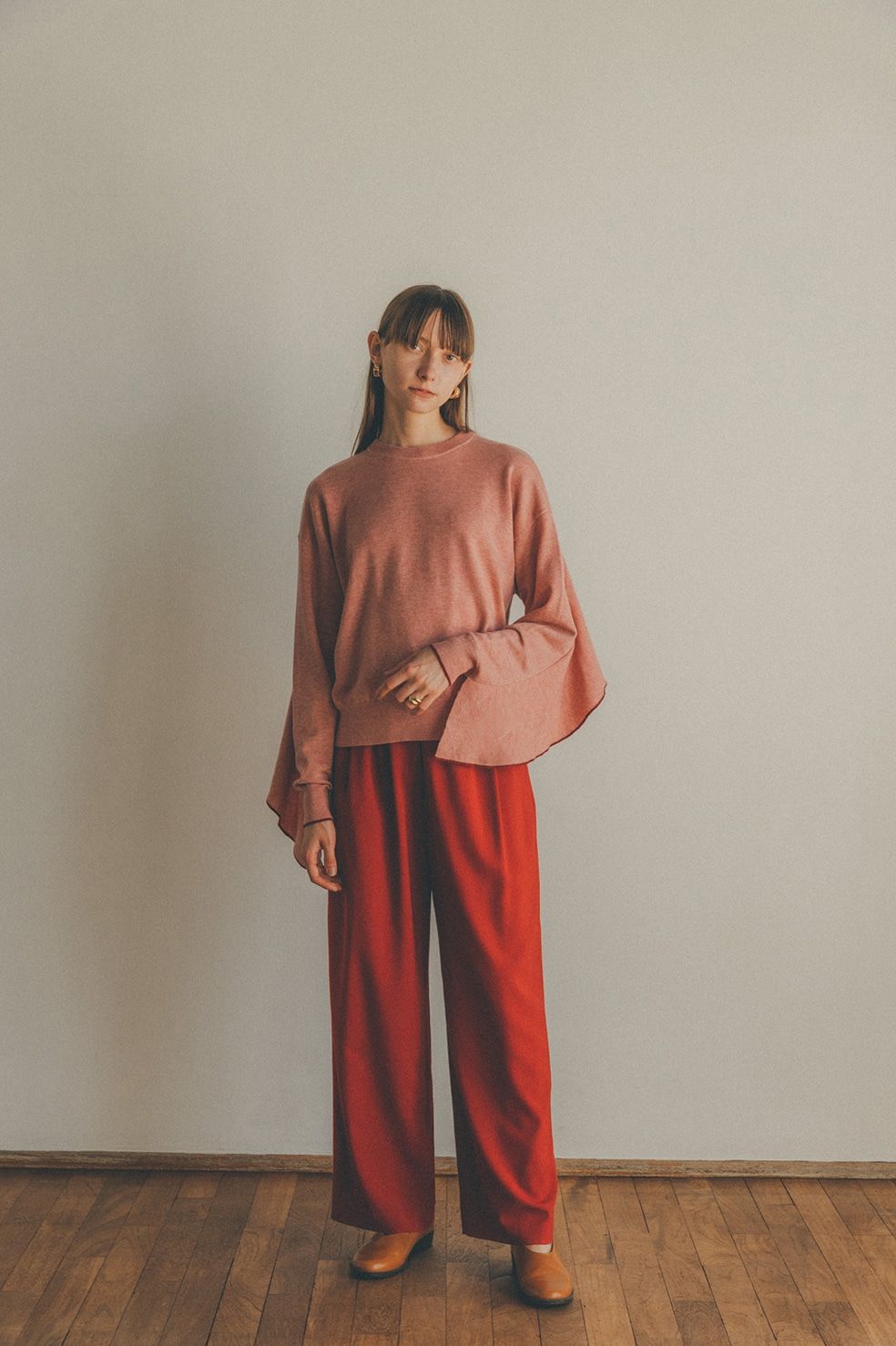 CLANE - バックフリルラインニット - BACK FRILL LINE KNIT PINK