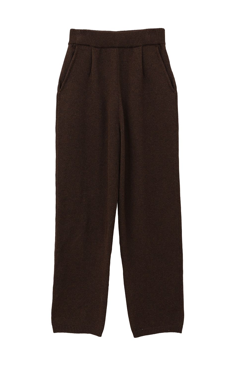 カーディガン - ニットパンツセット / HALF SLEEVE KNIT TOPS & PANTS SET - BROWN