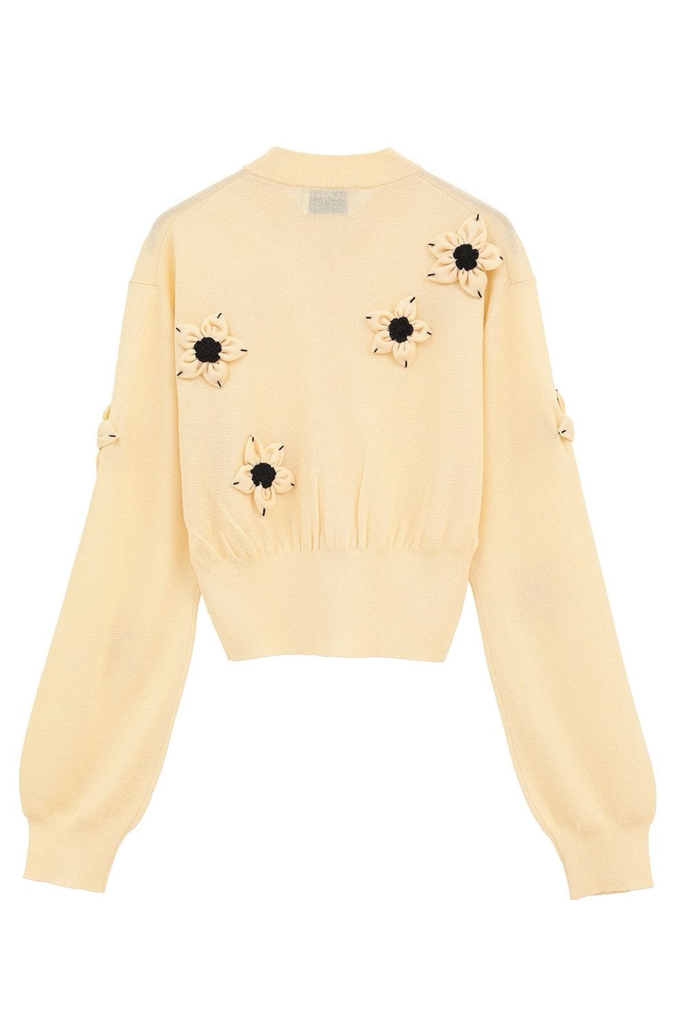 ニットカーディガン - FLOWER MOTIF KNIT CARDIGAN (YELLOW)
