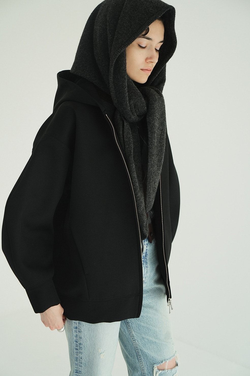 ボンディング ジップフーディ - CONSTRUCTIVE BONDING HOODIE (BLACK)