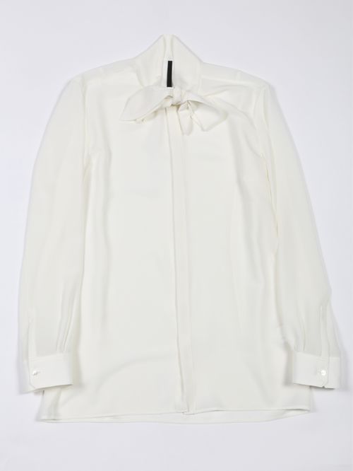ドレープファイユリボンシャツ - Ribbon Shirt - OFF WHITE