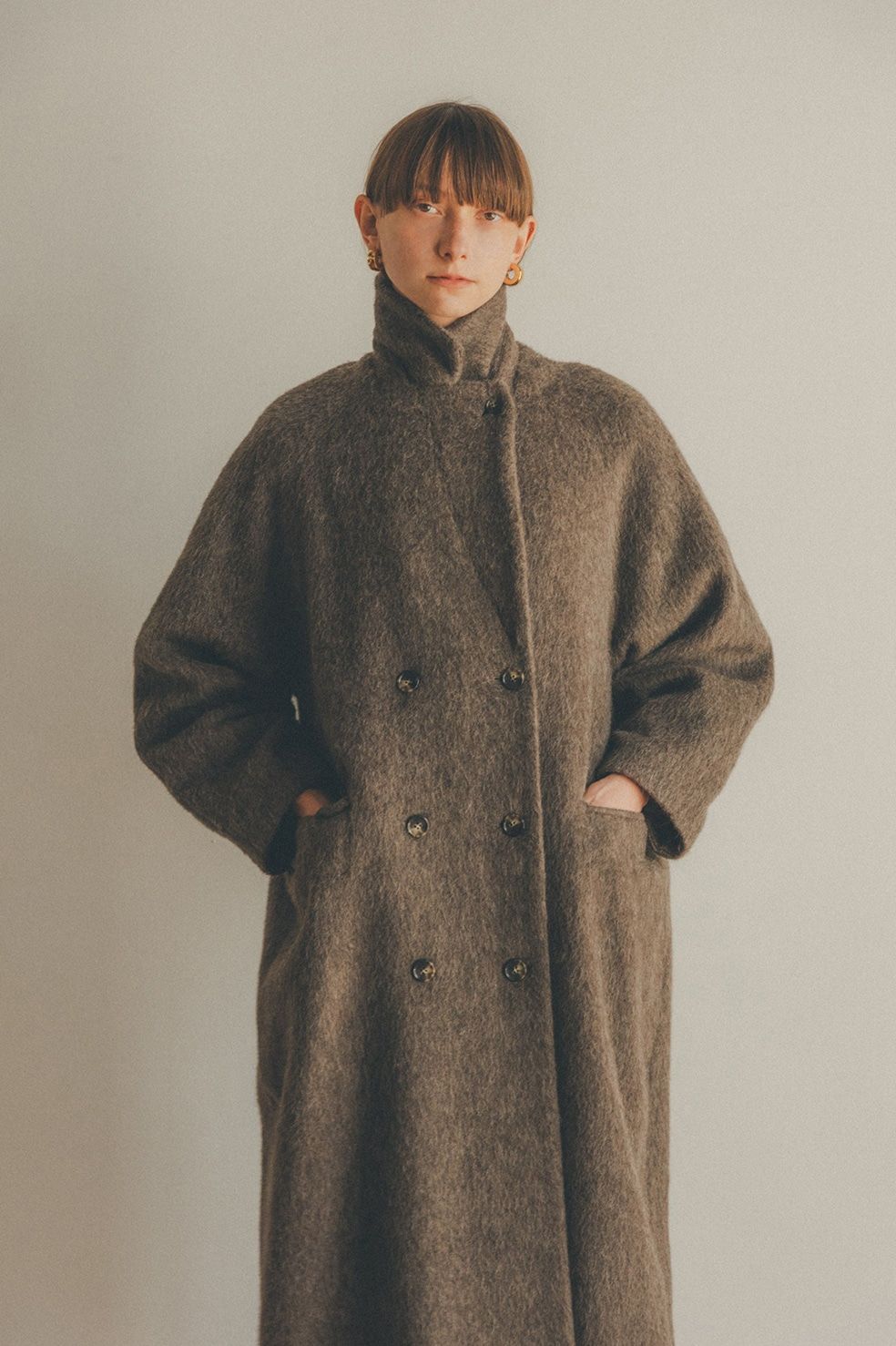 CLANE - DOUBLE WOOL LONG COAT - BROWN