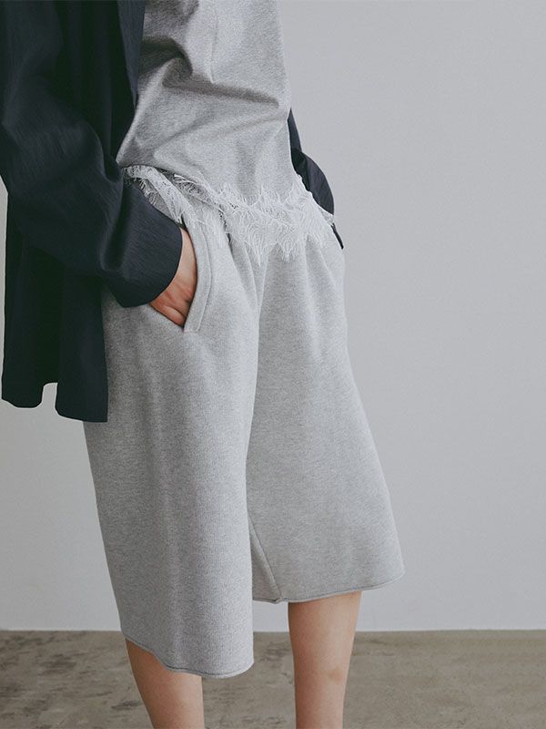 ダブルフェイスニットハーフパンツ(GREY)