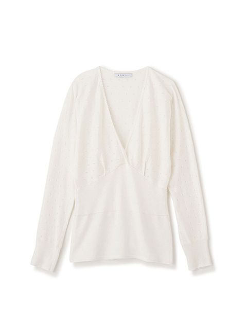 レースコンビカシュクールニットプルオーバー (WHITE)