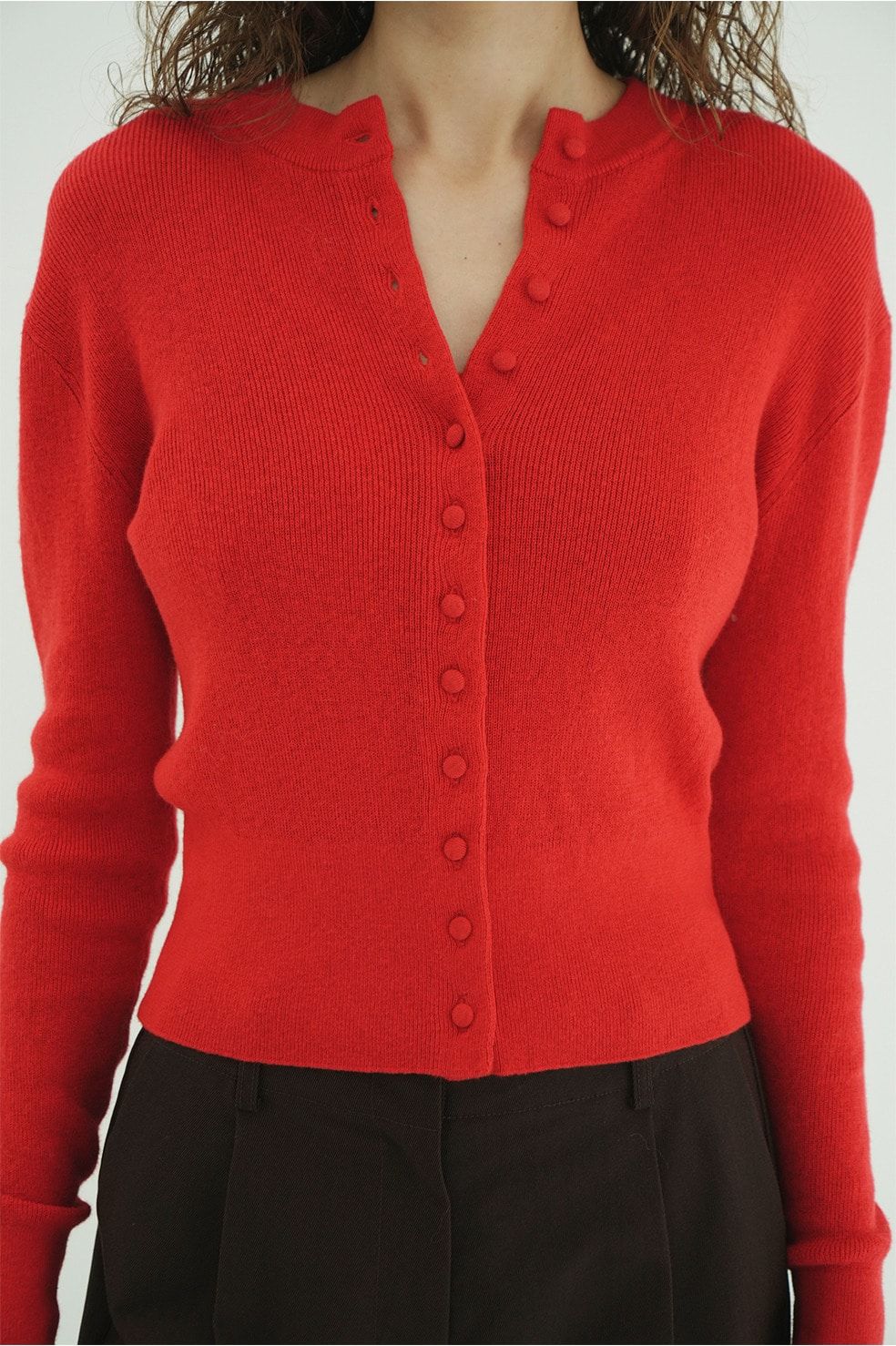 ニットカーディガン×タンクトップ セット -  BUTTON CARDIGAN TANK SET (RED)