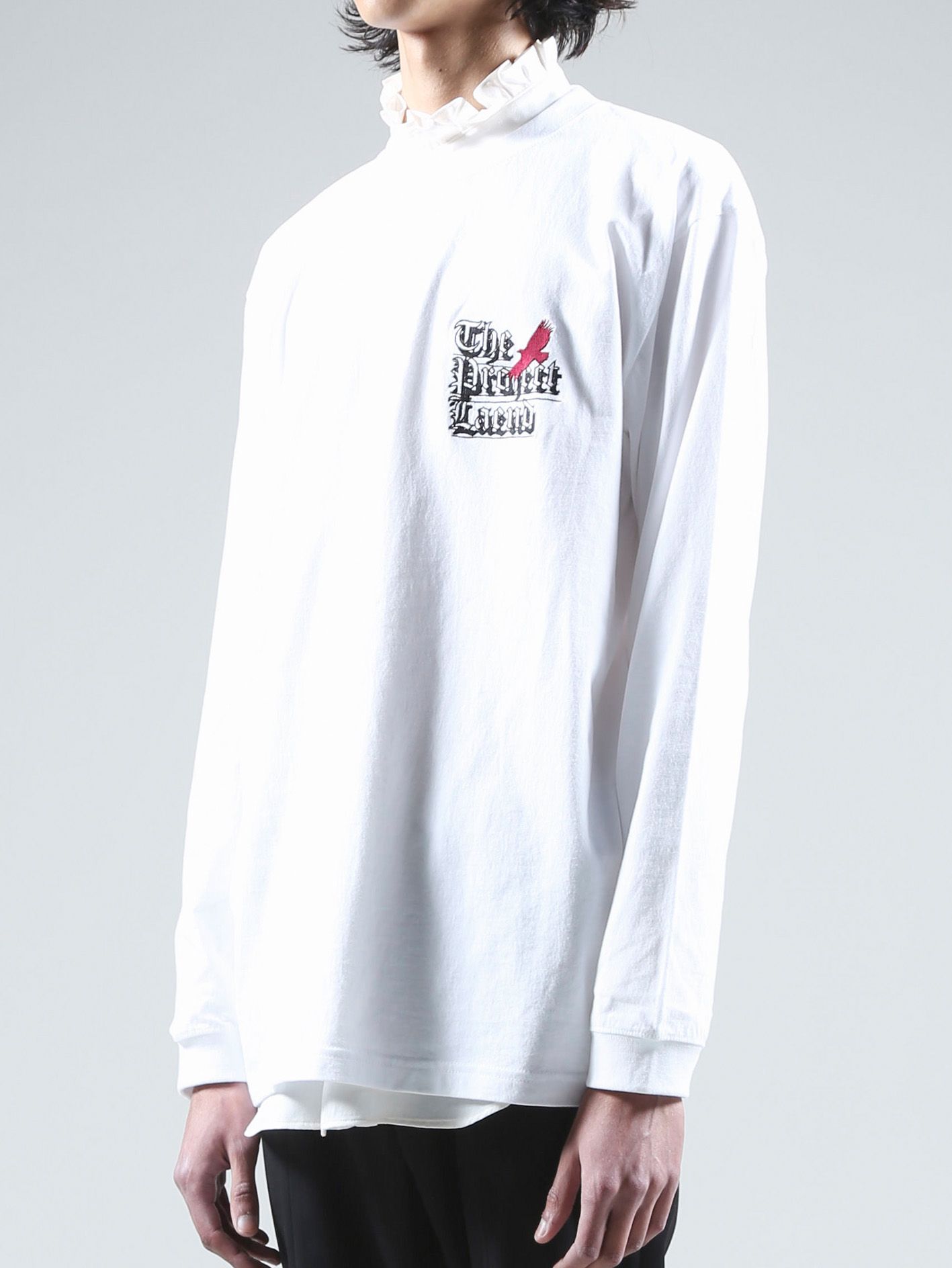 ロゴ刺繍ロングスリーブTシャツ - Embroidery Long Sleeve T Shirt - WHITE