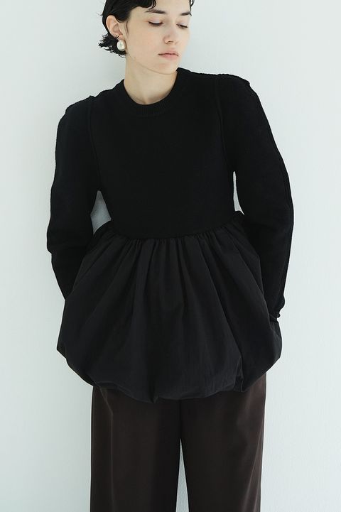 ドッキングニットトップス |  DOCKING POWERSHOULDER KNIT TOPS (BLACK)