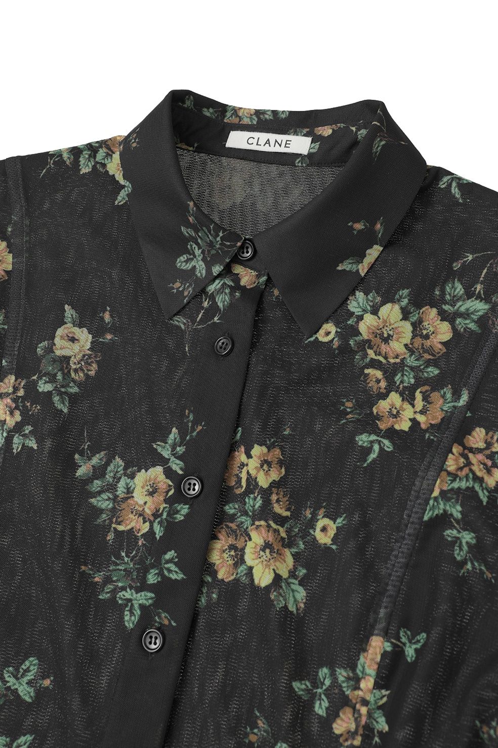 チュールフローラルシャツ - FLOWER SIDE HOLE SHIRTS (BLACK)