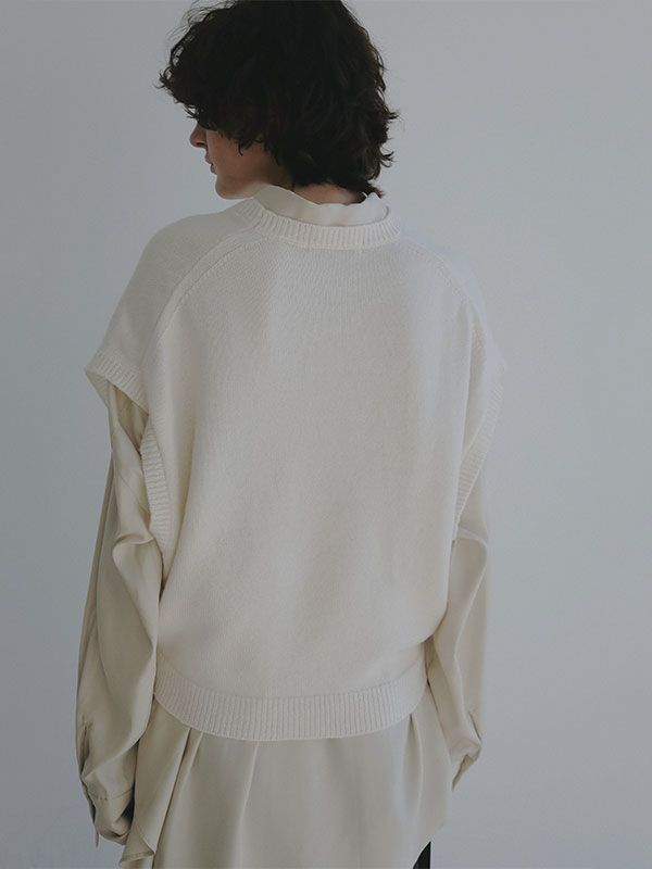 ウールカシミヤスリーブレスニットプルオーバー (WHITE)