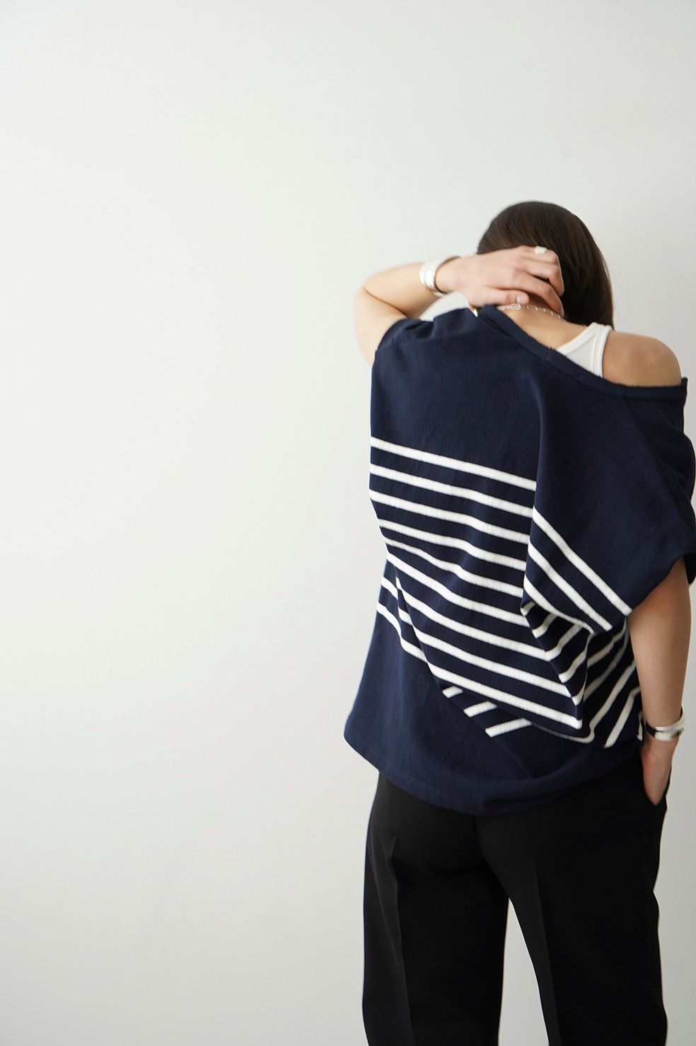 CLANE/クラネ】WIDE HENLEY NECK N/S BORDER TOPS/ワイド
