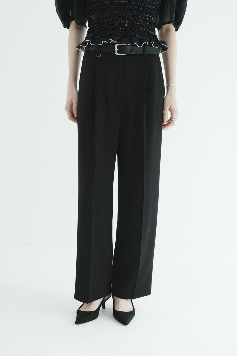 ツーウェイタックストレートパンツ - 2WAY TUCK STRAIGHT PANTS (BLACK)