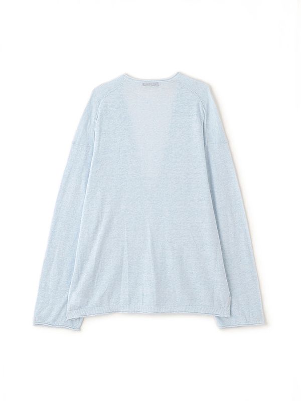 コットンリネンハイゲージネックニットプルオーバー (LIGHT BLUE)
