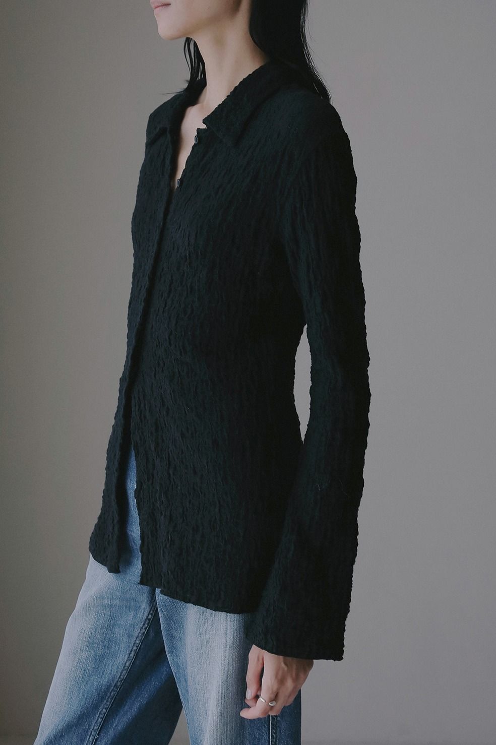 レースシャツトップス | LACE SHIRTS TOPS (BLACK)