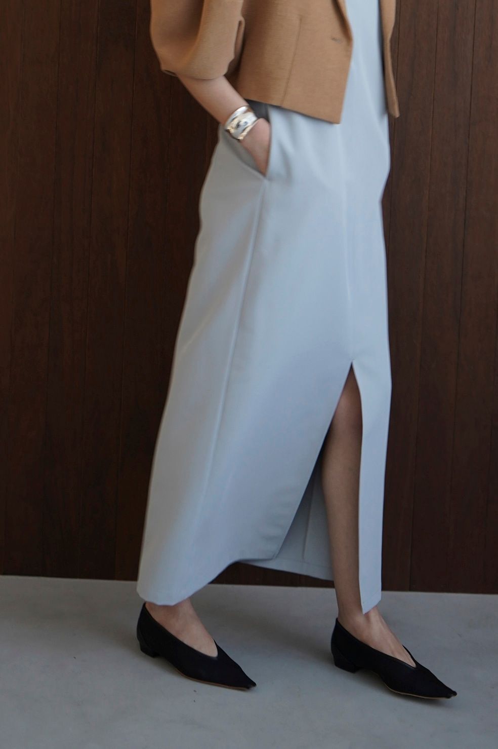 スラントライン サロペット ワンピース -  SLANT LINE SALOPETTE ONE PIECE - BLUE