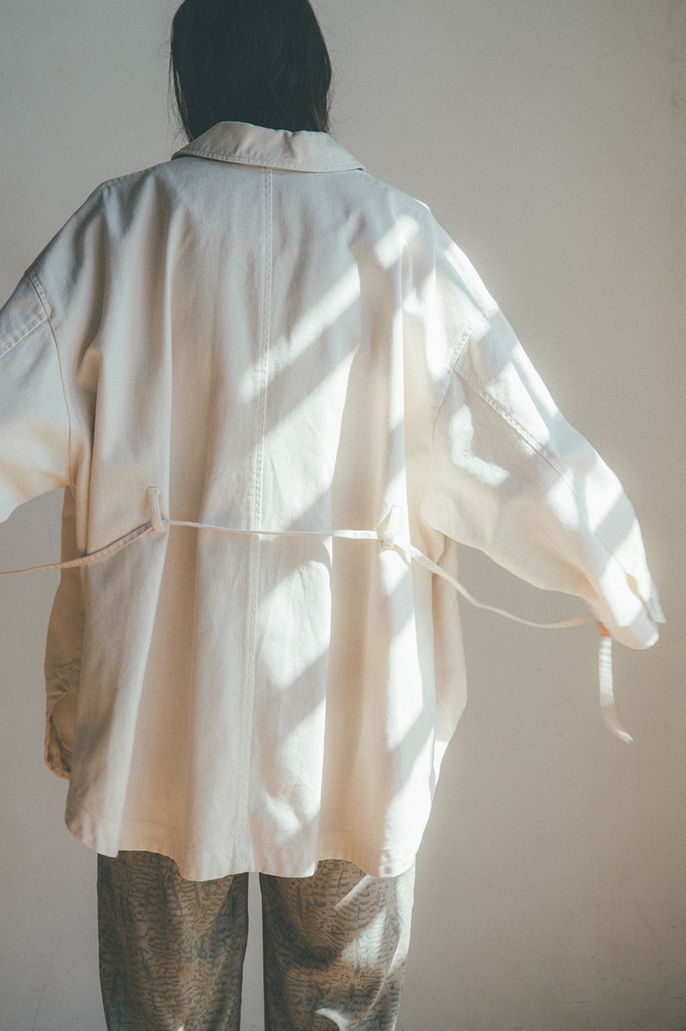 CLANE - デニムカバーオール - BACK SQUEEZE DENIM JACKET - WHITE 