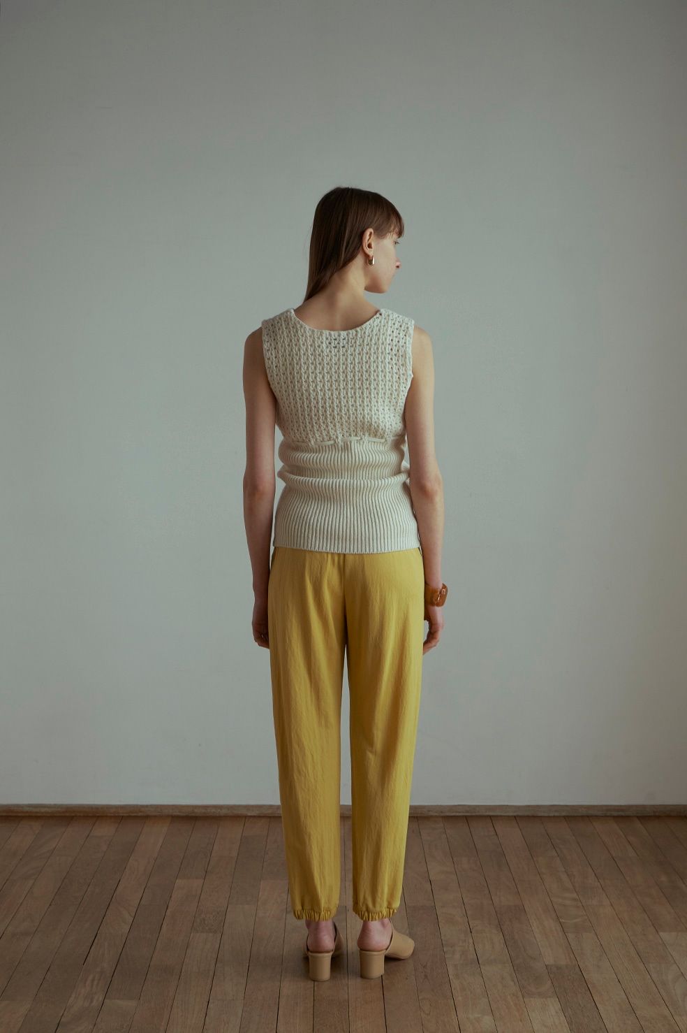 ギャザージャージパンツ - HEM GATHER JERSEY PANTS YELLOW