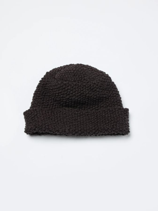 スラブ糸 ニット帽  - SLAB YARN BEANIE (GREY BROWN)