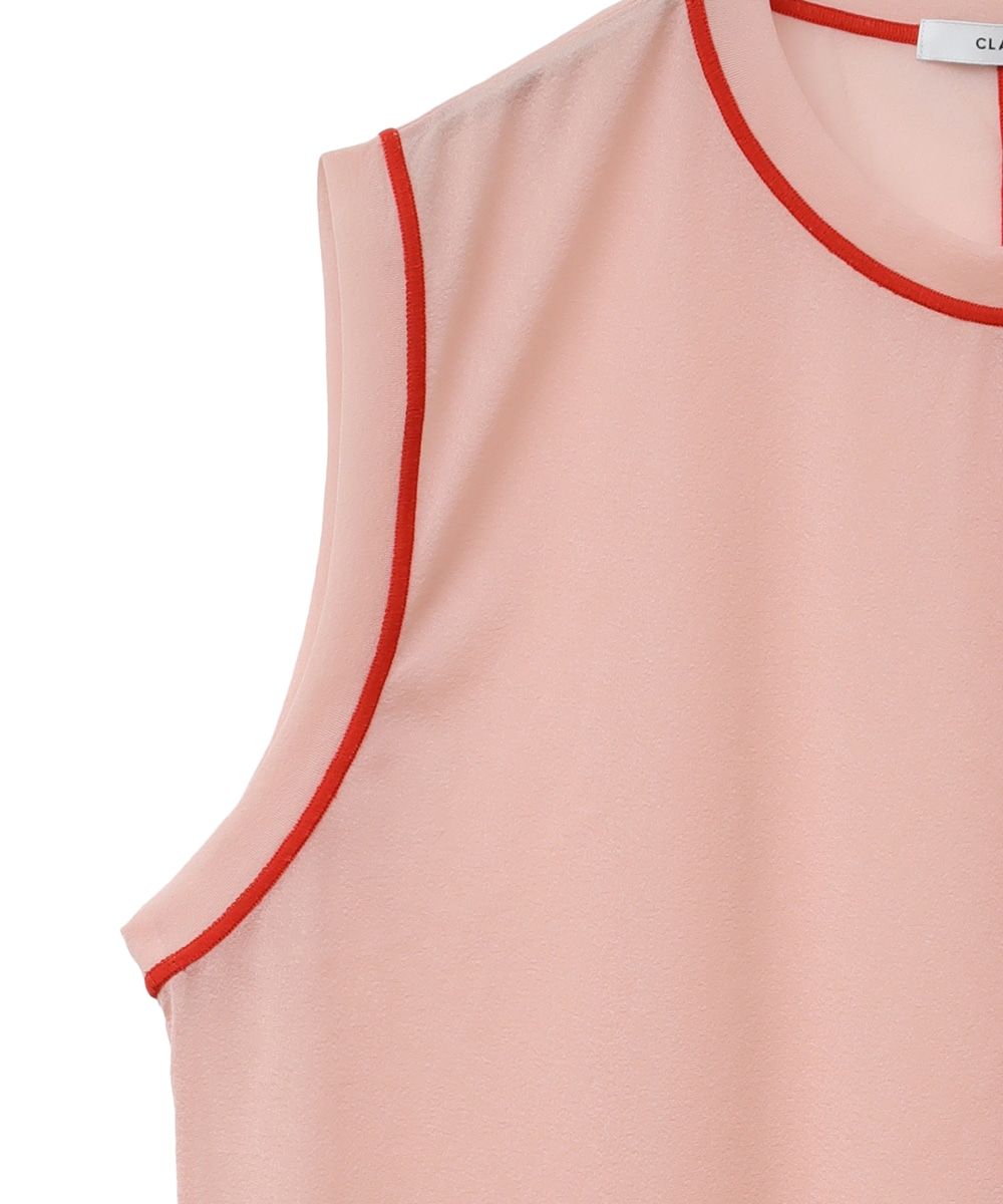 ノースリーブカットソー - LINE SHEER S/S - PINK