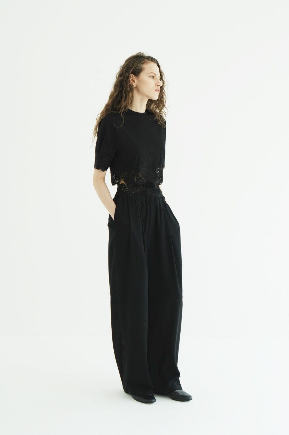 ドローストリングルーズタックパンツ - DRAWSTRING LOOSE TUCK PANTS(BLACK)