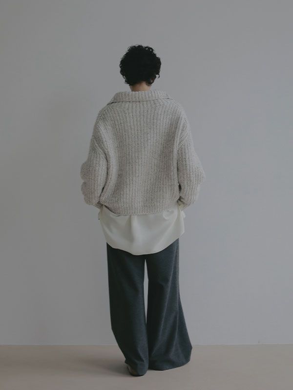 ウーリーセミワイドパンツ （チャコール）