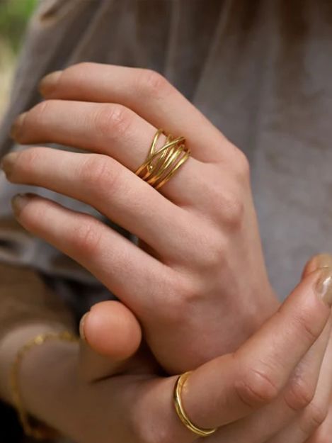 ビロウリング GD ゴールド 指輪 シンプル デザイン ユニセックス アクセサリー