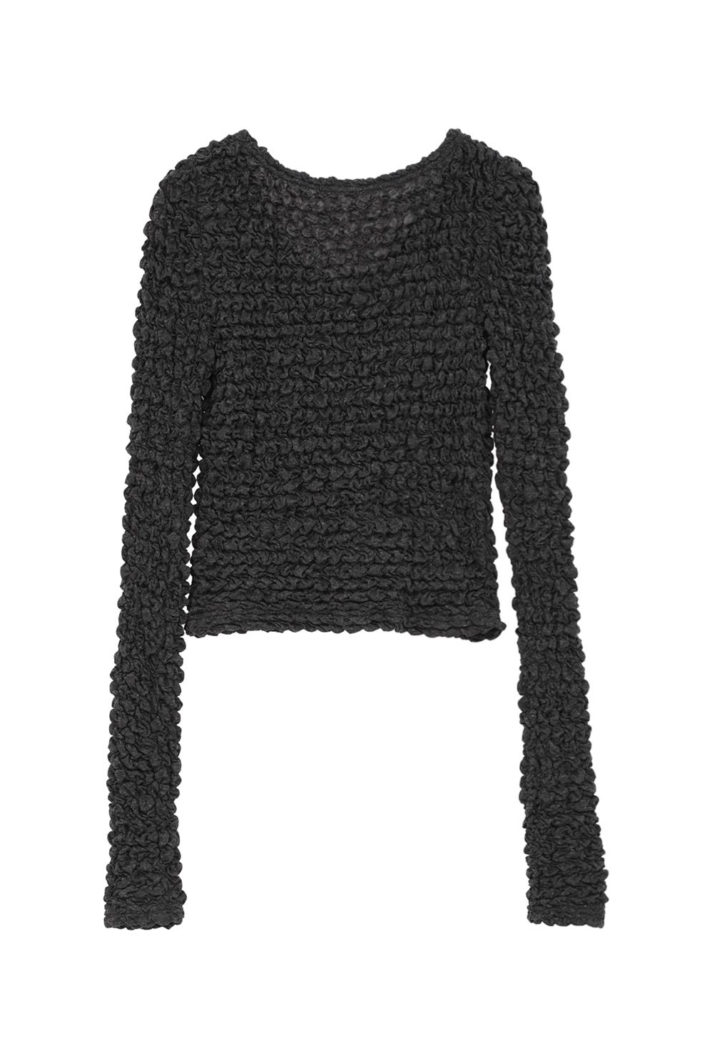 ダブルフェイス シャーリング カーディガン  - W FACE SOFT SHIRRING CARDIGAN (GREY)