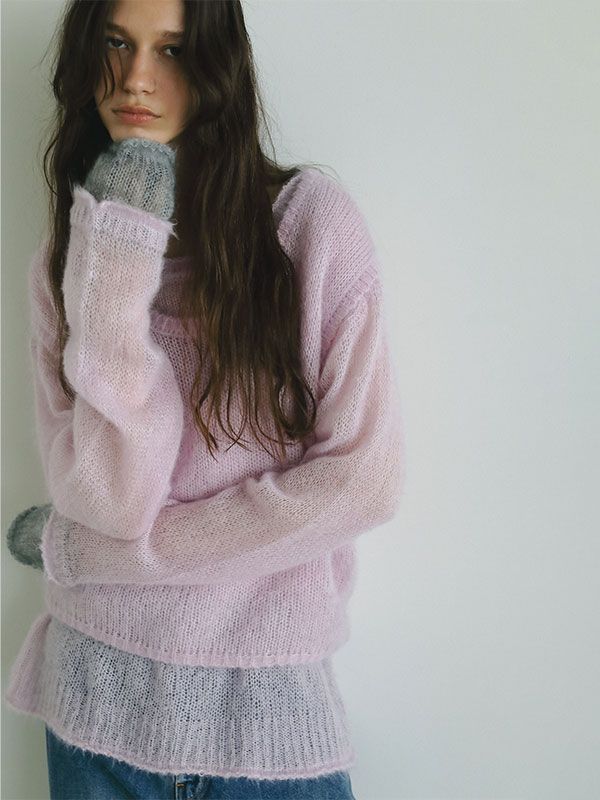 スーパーキッドモヘヤニットプルオーバー - PINK