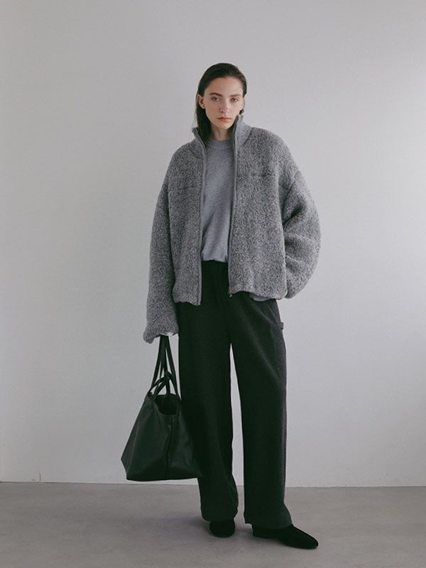 ボンディングニットフリースブルゾン （GREY)
