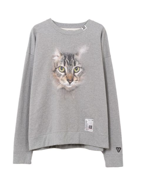 キャットプリントスウェットシャツ - Cat Printed Sweatshirt (GREY)