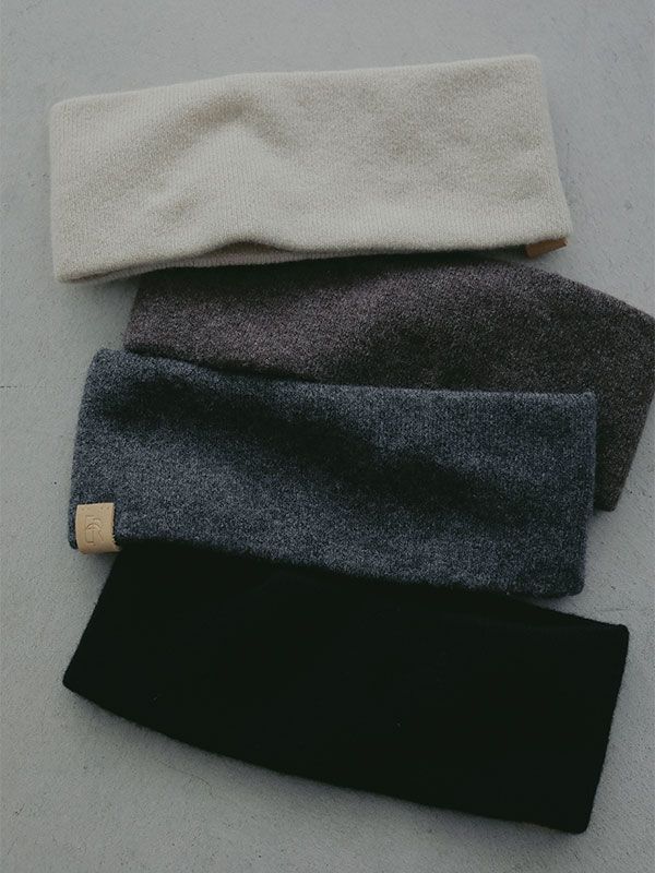 ウールカシミヤニットヘアバンド (BLACK）