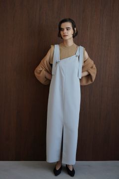 スラントライン サロペット ワンピース -  SLANT LINE SALOPETTE ONE PIECE - BLUE