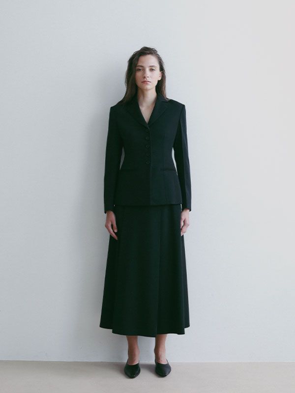SANTE タックAラインスカート (BLACK)