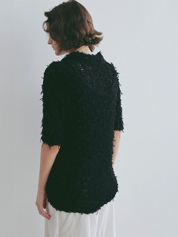 ミックスヤーンニットタンクトップ(BLACK)