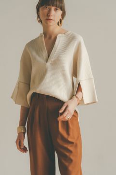 カラーステッチヘビーリブトップス - COLOR STITCH HEAVY RIB TOPS - IVORY