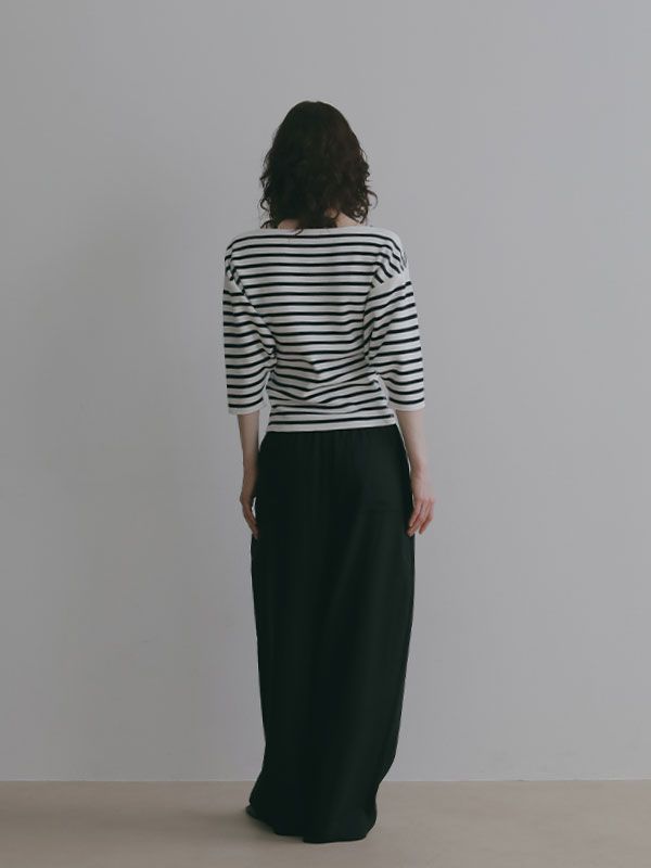ボートネックニットプルオーバー （NAVY)