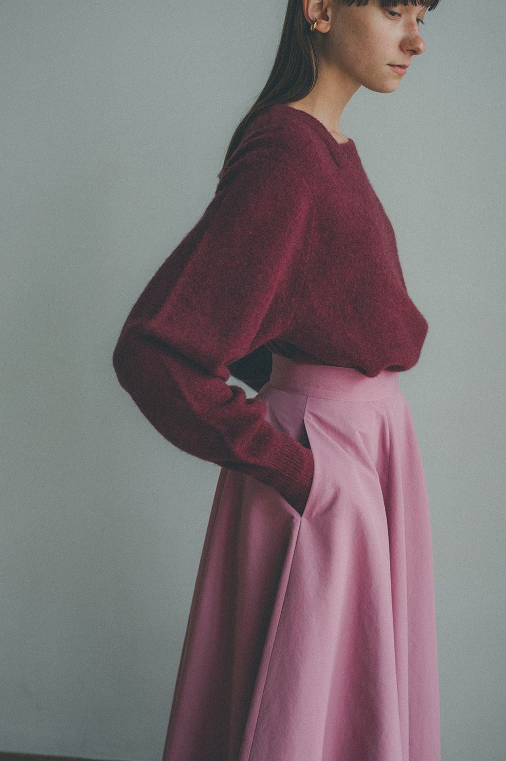 ディフォームボートネックニットトップ - DEFORM BOAT NECK YAK KNIT TOPS PINK