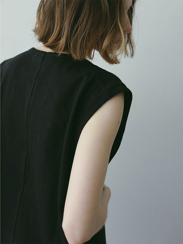 ヘンプコットンスリーブレスプルオーバー - BLACK