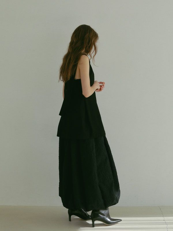 ワイドストラップシェイプトップス - BLACK