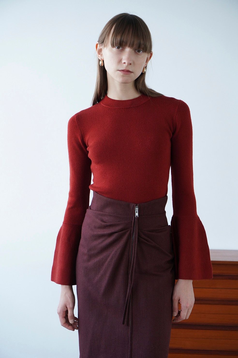 CLANE - ベルスリーブトップス - BELL SLEEVE KNIT TOPS - RED ...