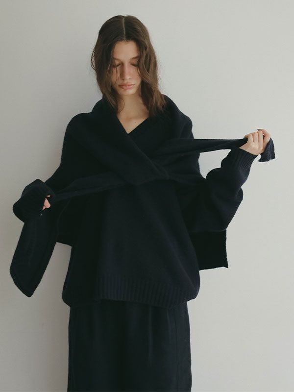 Vネック2wayニットプルオーバー  (NAVY)