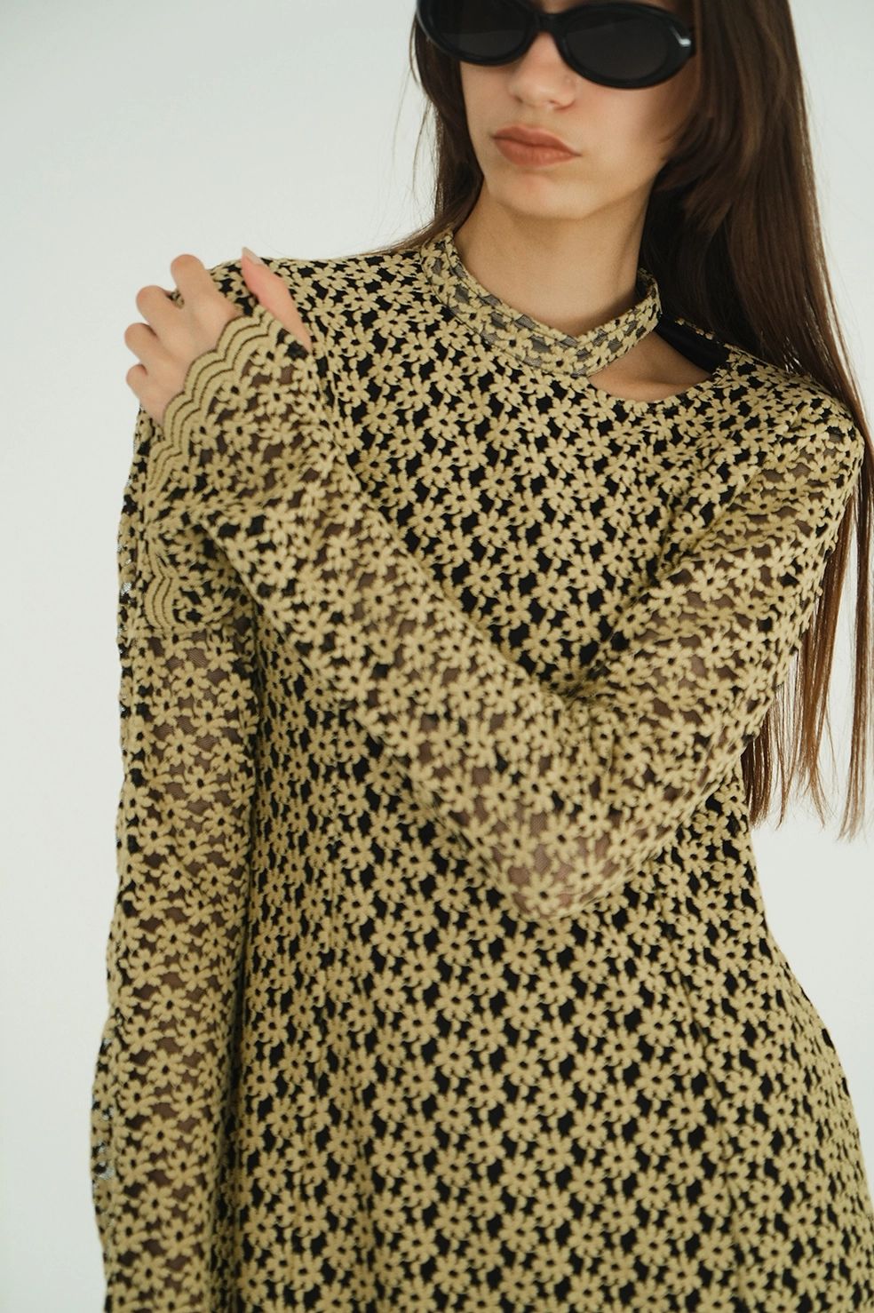 フラワーレースワンピース - 3D FLOWER LACE SLASH NECK ONEPIECE (MIX)