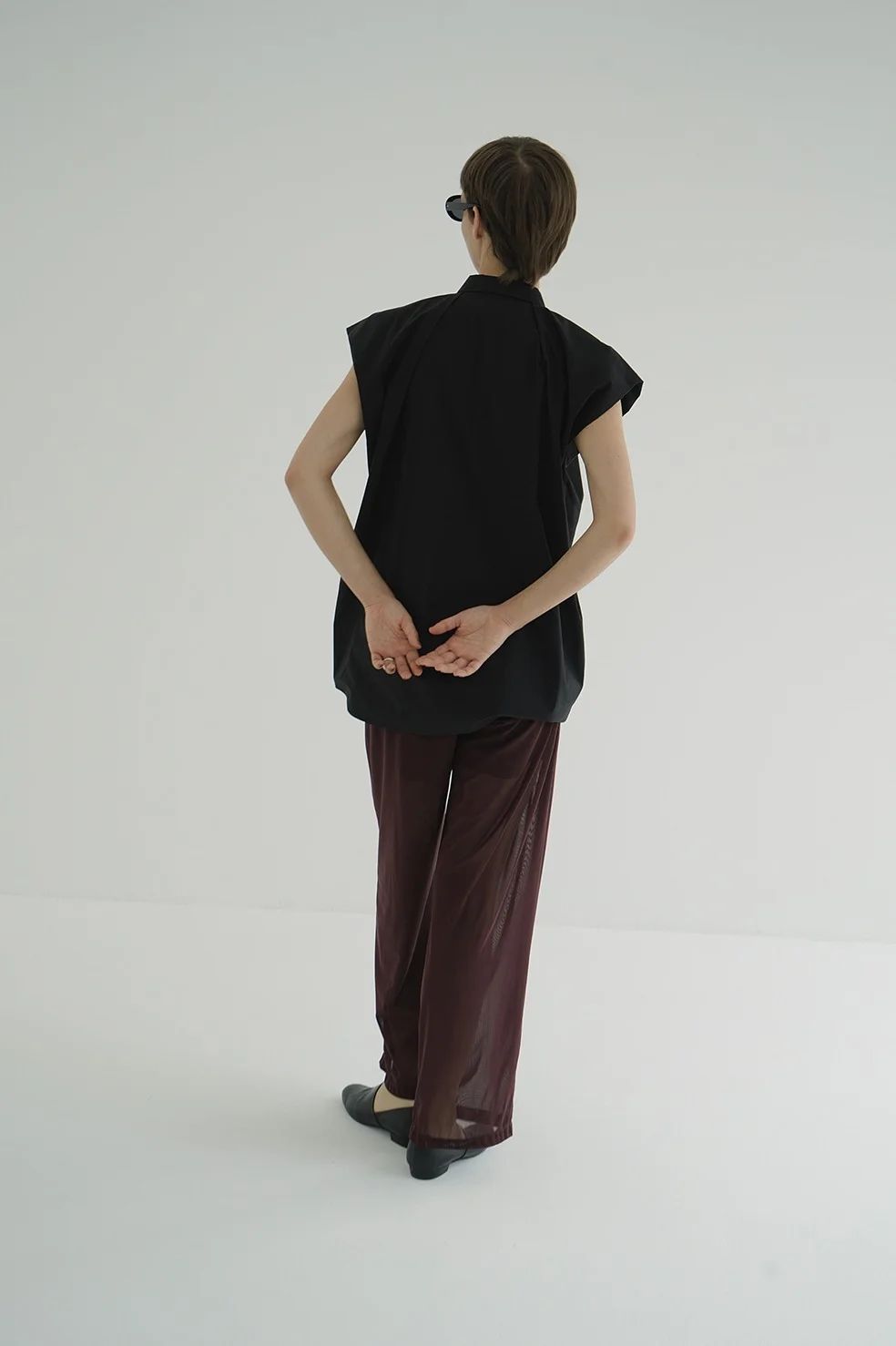 ニュアンス ショルダーロングシャツ - NUANCE SHOULDER OVER SHIRTS - BLACK