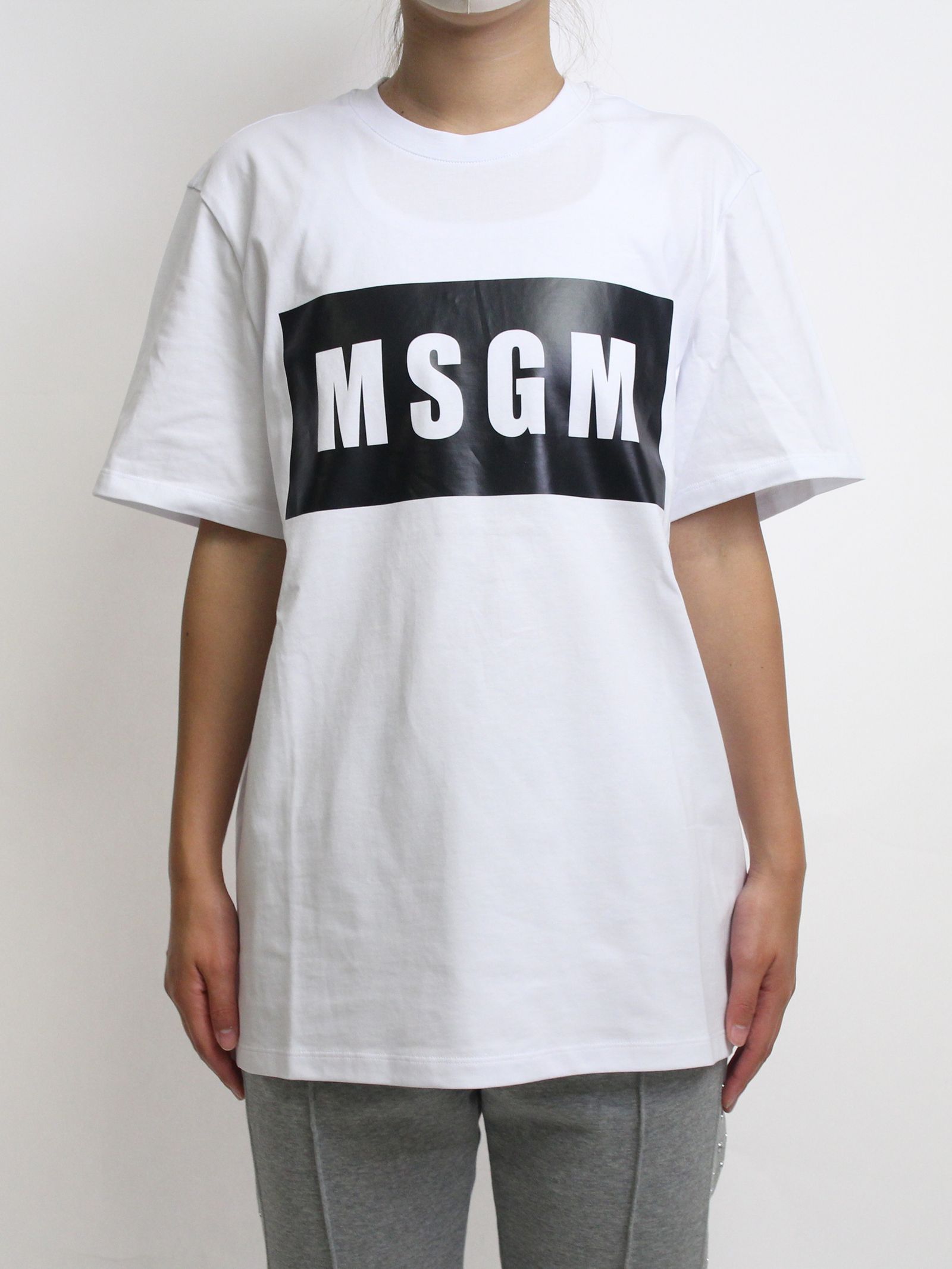 MSGM - ロゴプリントTシャツ - PAINT BRUSHED LOGO T-SHIRTS - WHITE