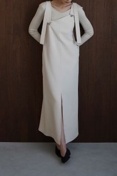 スラントライン サロペット ワンピース -  SLANT LINE SALOPETTE ONE PIECE - IVORY