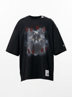 キャット プリント Tシャツ - Cat Printed T-shirt （BLACK)
