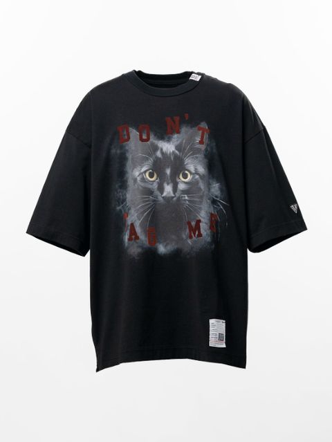 キャット プリント Tシャツ - Cat Printed T-shirt （BLACK)